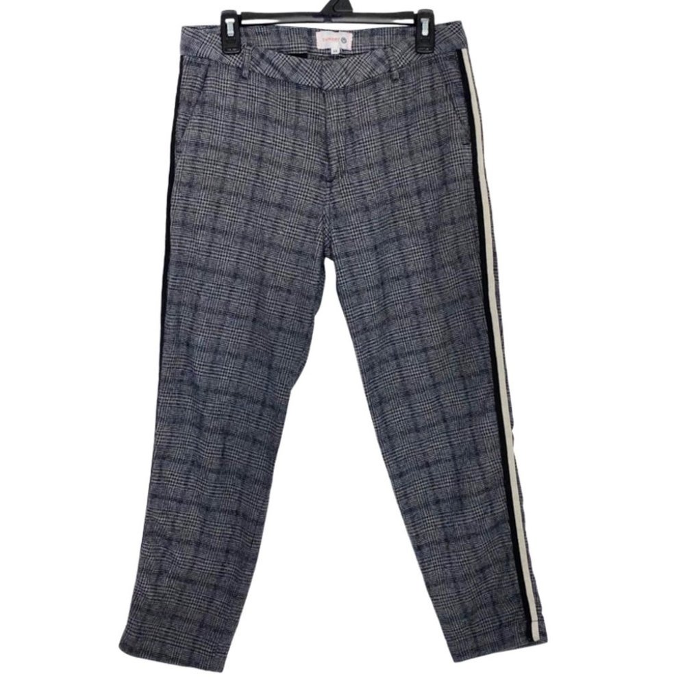 Sundry Plaid Clean Straight Trouser Pants Waist 28 Size 6 Side Stripes Gray